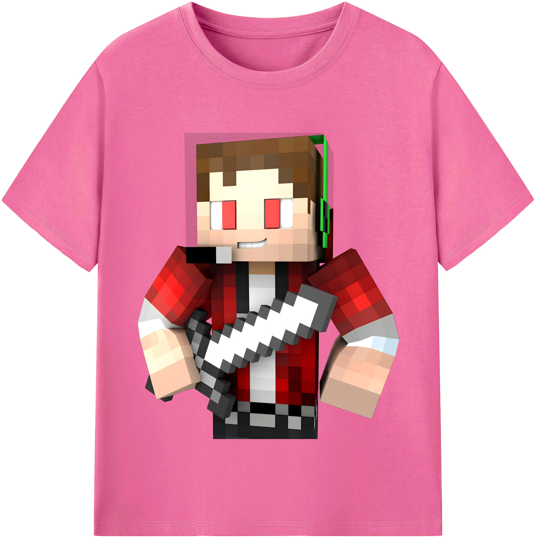 （画像用） マインクラフト ブロックの世界 Minecraft MC Block world レディースカジュアルプリントTシャツ（綿100％）